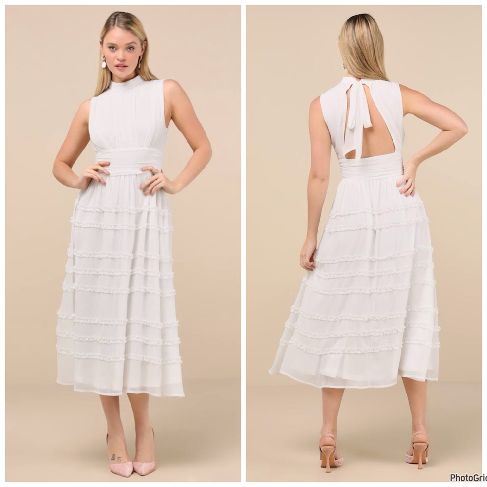 NWOT Lulu’s Happily Sweet‎ White Backless Midi Dress XXL $69 XXL